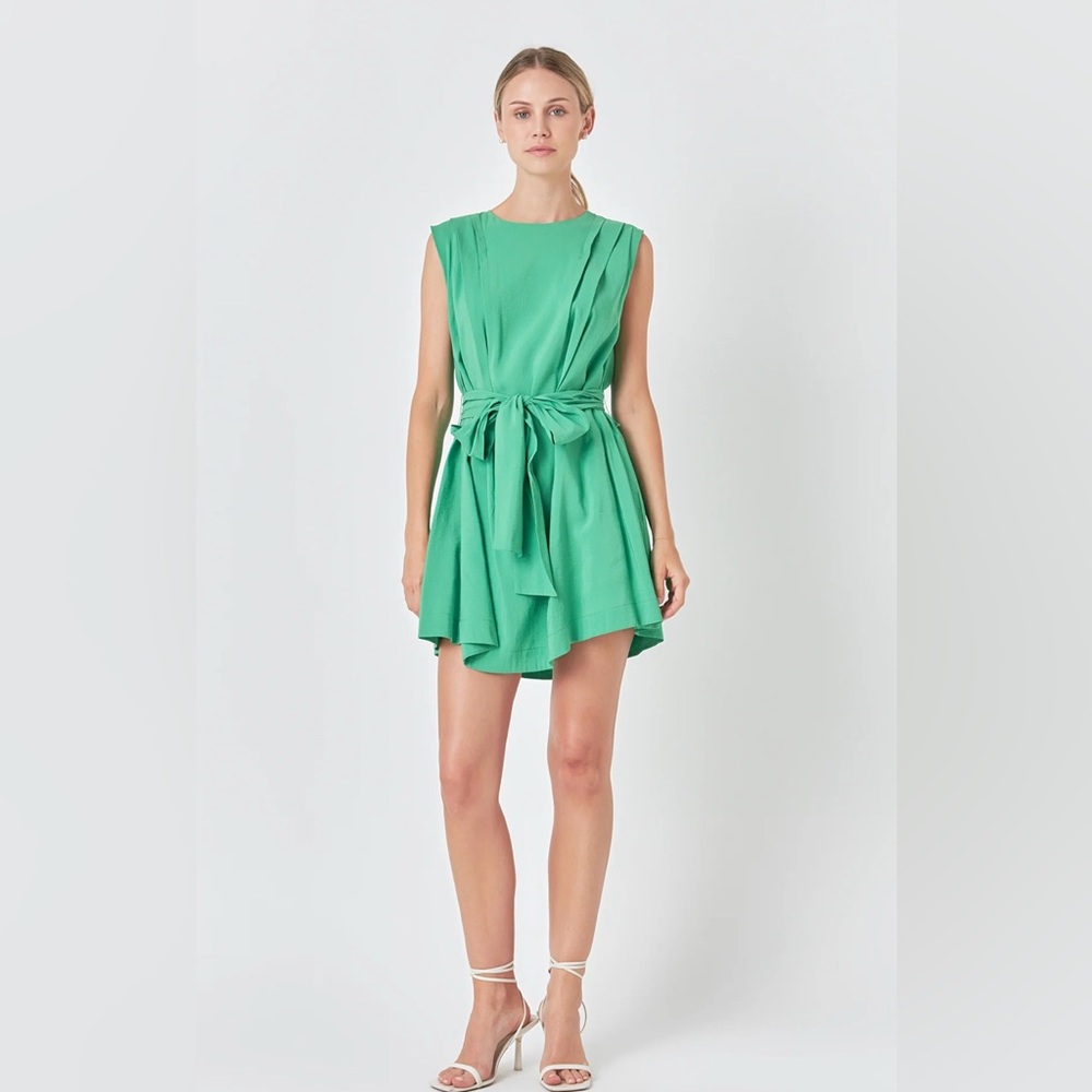 Endless Rose Kelly Green Pintuck Mini Dress